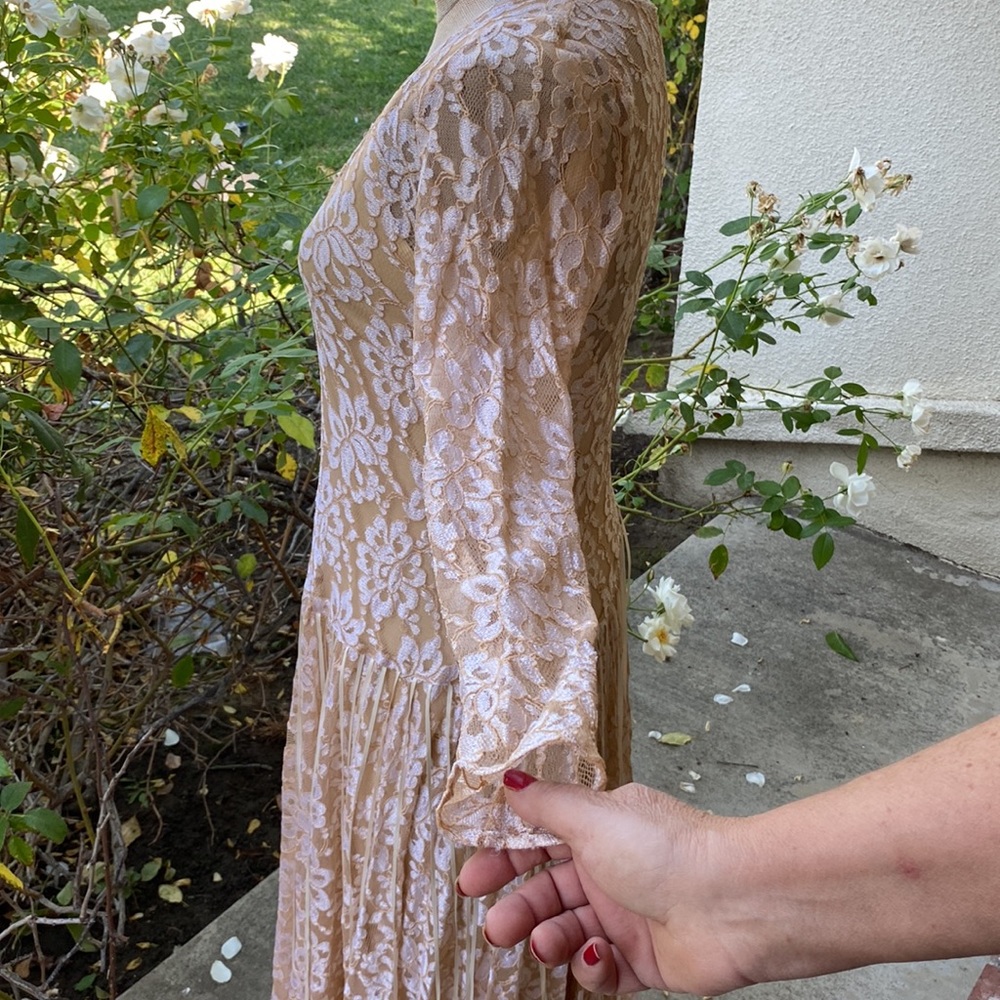 FINAL FRENCH ROSE VINTAGE LACE DRESS - Picture 3 of 15